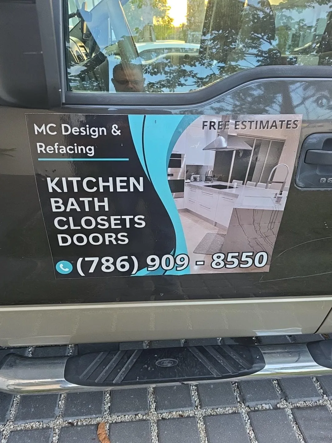 MC Design & Refacing branded work truck